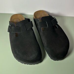 Birkenstock Boston Soft Footbed Suede Leather - Black